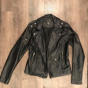 Black Faux Leather Moto Jacket
